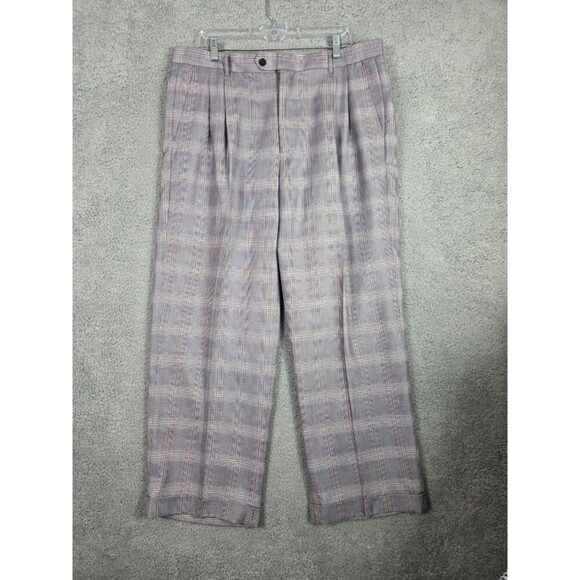 Apollo King Gray 3pc Suit 42L Pants 36L 38x28 Windowpane Houndstooth Check - Picture 11 of 14